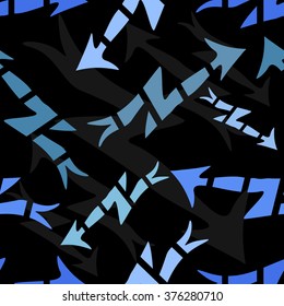 Seamless texture with electric sign arrows on a dark background