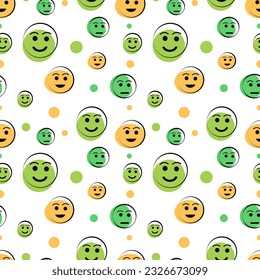 Seamless texture with emoticons. Vector illustration in doodle style