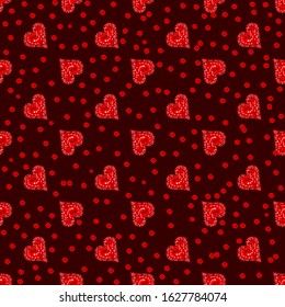Seamless texture. Endless pattern of drawn hearts. Cute doodles. For wallpaper or fabric. Valentine's Day