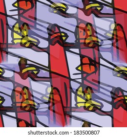 seamless texture (EPS 8) america ancient background wallpaper red, blue, yellow impressionism cubism