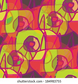 seamless texture (EPS 8) red american green ancient background wallpaper, cubism impressionism decoration
