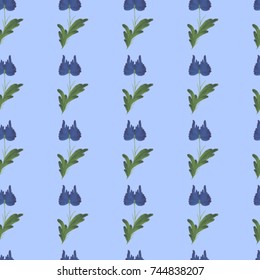 Seamless texture. Ethnic floral pattern on a blue background