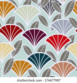 Seamless texture with ethnic lotus flowers