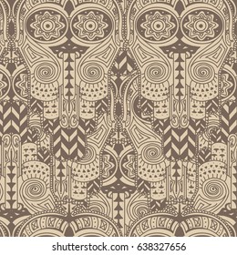 Seamless texture with ethnic ornament, African style, vector illustration