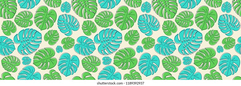 Seamless texture with exotic leaves. Vector.