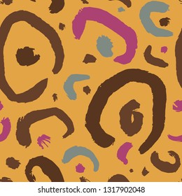 Seamless texture with exotic leopard ink print. Abstract modern pattern can be used for wallpaper, pattern fills, web page background, surface textures, printing on textiles.