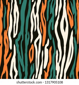 Seamless texture with exotic tiger ink print. Abstract modern pattern can be used for wallpaper, pattern fills, web page background, surface textures, printing on textiles.