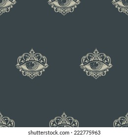 seamless texture with eyes on a dark background