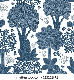 seamless texture with fable forest  for your design