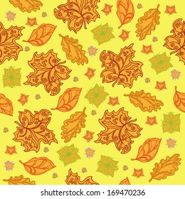 Seamless texture with falling leaves. Vector pattern. Can be used as wallpaper or background
