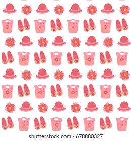 Seamless texture with felted goods. Vector illustration of  products of wool on white.