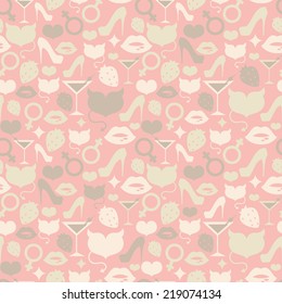 seamless texture with female icons, vector illustration