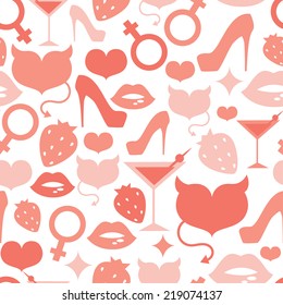 seamless texture with female icons, vector illustration