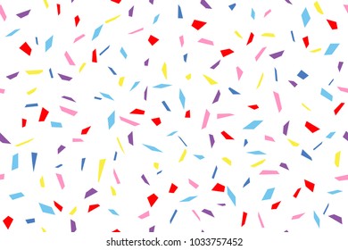 Seamless texture of festive background with confetti. Duplicate pattern. flat vector illustration on white background