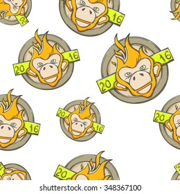 seamless texture of the fire monkey on a white background