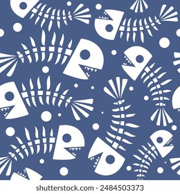 seamless texture fish skeleton vector illustration