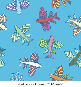 Seamless texture with fishes. 