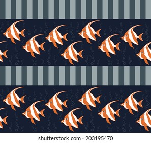 Seamless texture with fishes. 