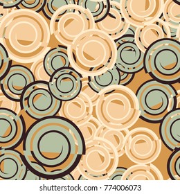 A seamless texture of five colors, consisting of chaotically arranged elements with a spiral at the base.