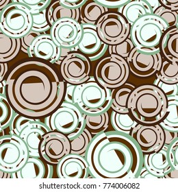 A seamless texture of five colors, consisting of chaotically arranged elements with a spiral at the base.