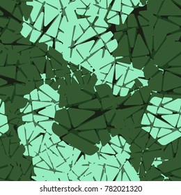 Seamless texture of five colors, consisting of fragments of pentagons. It is designed for backgrounds, design, clothes, textile items, 3d models.