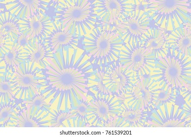 Seamless texture of five colors. Spiral fireworks, stars. For use on fabrics, 3D models, wallpaper and design.