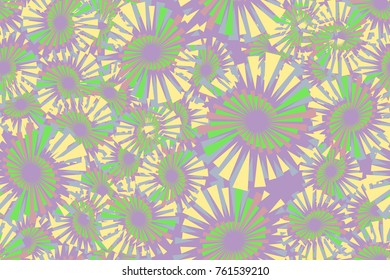 Seamless texture of five colors. Spiral fireworks, stars. For use on fabrics, 3D models, wallpaper and design.