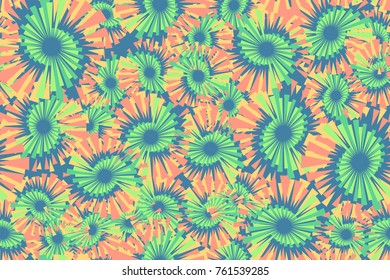 Seamless texture of five colors. Spiral fireworks, stars. For use on fabrics, 3D models, wallpaper and design.