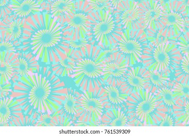 Seamless texture of five colors. Spiral fireworks, stars. For use on fabrics, 3D models, wallpaper and design.