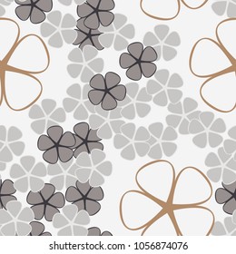 Seamless texture of five-petal flowers of the correct form of large and small and three colors.