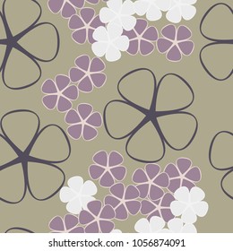 Seamless texture of five-petal flowers of the correct form of large and small and three colors.