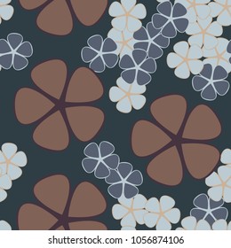 Seamless texture of five-petal flowers of the correct form of large and small and three colors.