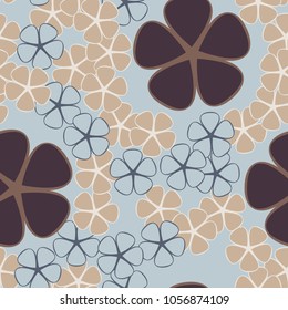 Seamless texture of five-petal flowers of the correct form of large and small and three colors.