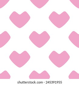 seamless texture with flat pink hearts on a white background