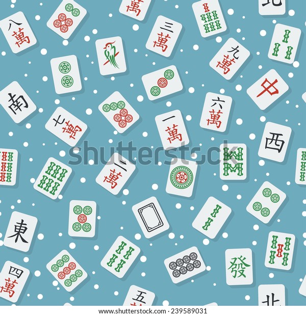 Seamless Texture Flat Stylish Mahjong Majiang Stock Vector Royalty Free
