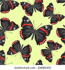 Seamless texture flight Butterfly Vanessa cardui vector illustration