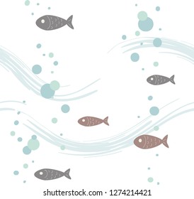 seamless texture with floating fish