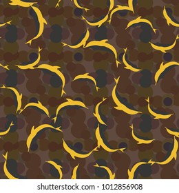 Seamless texture with a flock of dolphins under water, illustration for background