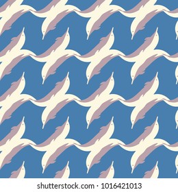 Seamless texture with a flock of dolphins under water, illustration for background