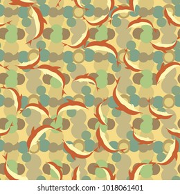 Seamless texture with a flock of dolphins under water, illustration for background