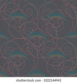 Seamless texture with a flock of dolphins under water, illustration for background