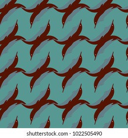 Seamless texture with a flock of dolphins under water, illustration for background