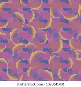 Seamless texture with a flock of dolphins under water, illustration for background