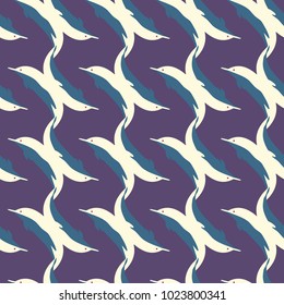Seamless texture with a flock of dolphins under water, illustration for background