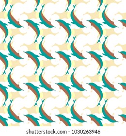 Seamless texture with a flock of dolphins under water, illustration for background