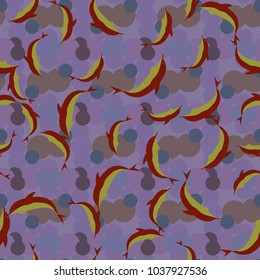 Seamless texture with a flock of dolphins under water, illustration for background