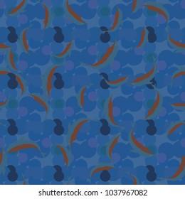 Seamless texture with a flock of dolphins under water, illustration for background