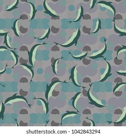 Seamless texture with a flock of dolphins under water, illustration for background