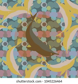 Seamless texture with a flock of dolphins under water, illustration for background