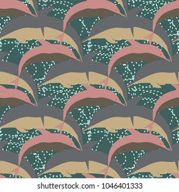 Seamless texture with a flock of dolphins under water, illustration for background